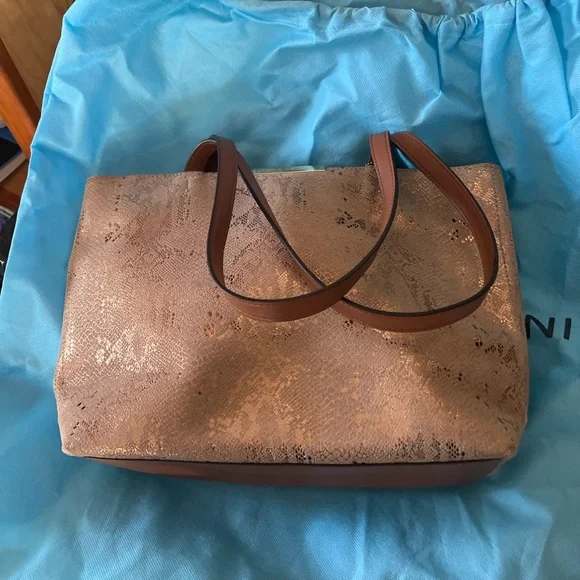 Antonio Melani Leather Tote Bag, Lightweight Gold Shimmer - Picture 4 of 11